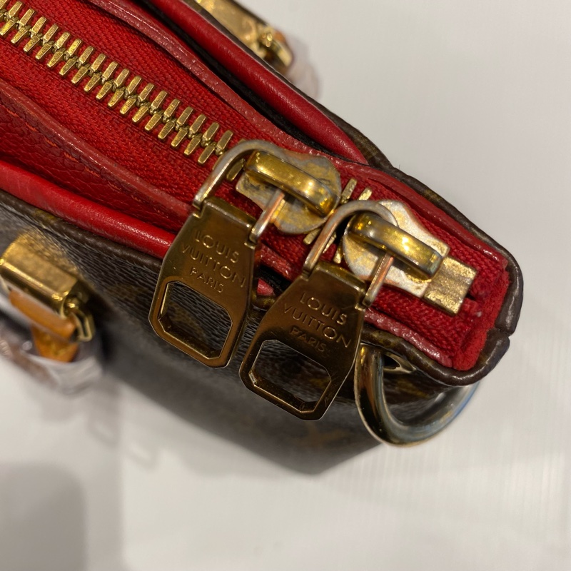 LV pallas傳奇包款 老花配紅皮 兩用包-22