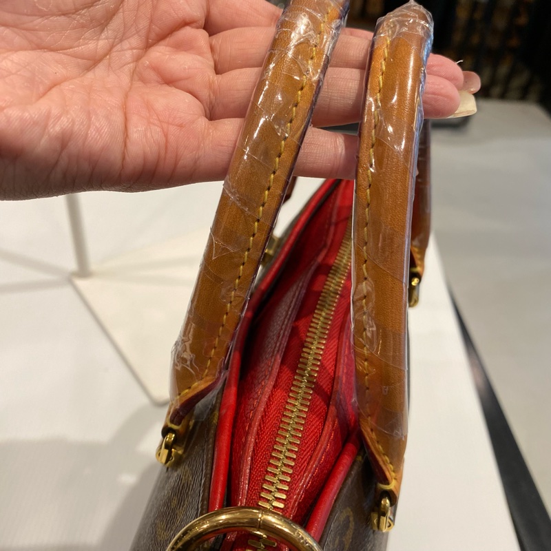 LV pallas傳奇包款 老花配紅皮 兩用包-27