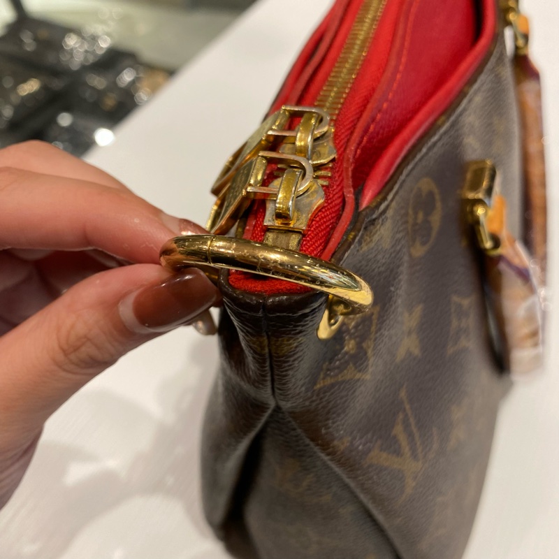 LV pallas傳奇包款 老花配紅皮 兩用包-30