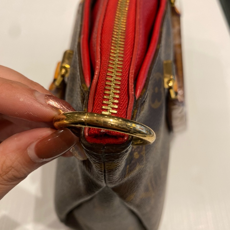 LV pallas傳奇包款 老花配紅皮 兩用包-31