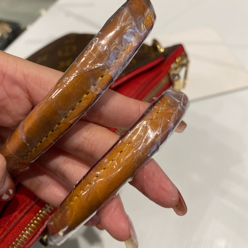 LV pallas傳奇包款 老花配紅皮 兩用包-33