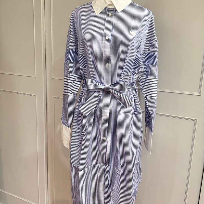 《新歡舊愛》近新愛迪達adidas Originals Blue Version條紋襯衫裙M~L-3
