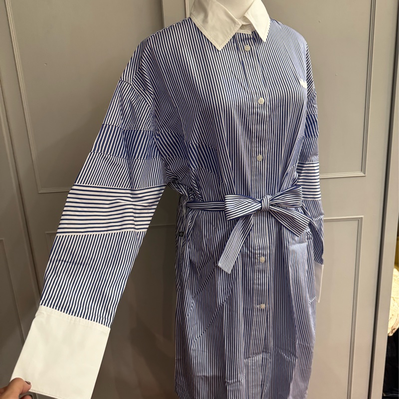 《新歡舊愛》近新愛迪達adidas Originals Blue Version條紋襯衫裙M~L-8