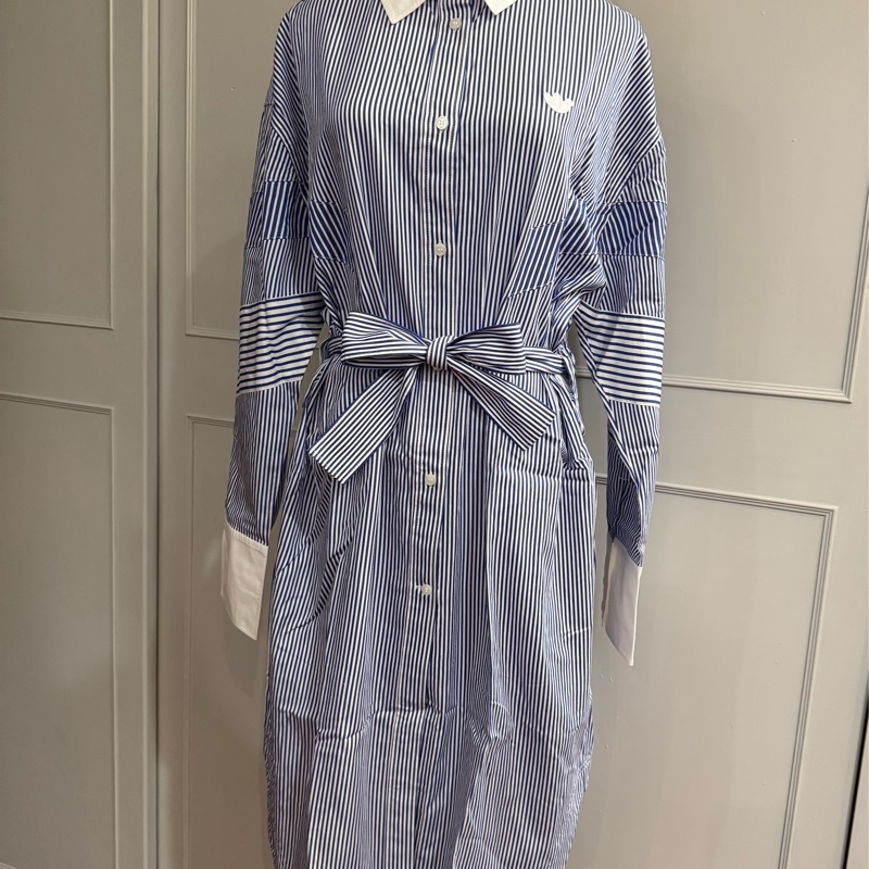 《新歡舊愛》近新愛迪達adidas Originals Blue Version條紋襯衫裙M~L-9