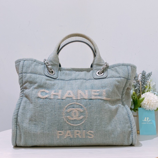 TK1664 Chanel 香奈兒23S Deauville 牛仔沙灘托特包Shopping Tote Denim-0