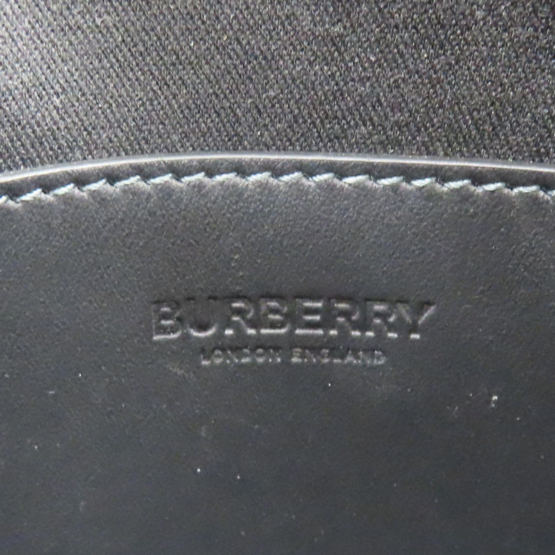灰色 格紋帆布 黑色皮革 肩背包 斜背包【BURBERRY 巴寶莉】 8068588-7