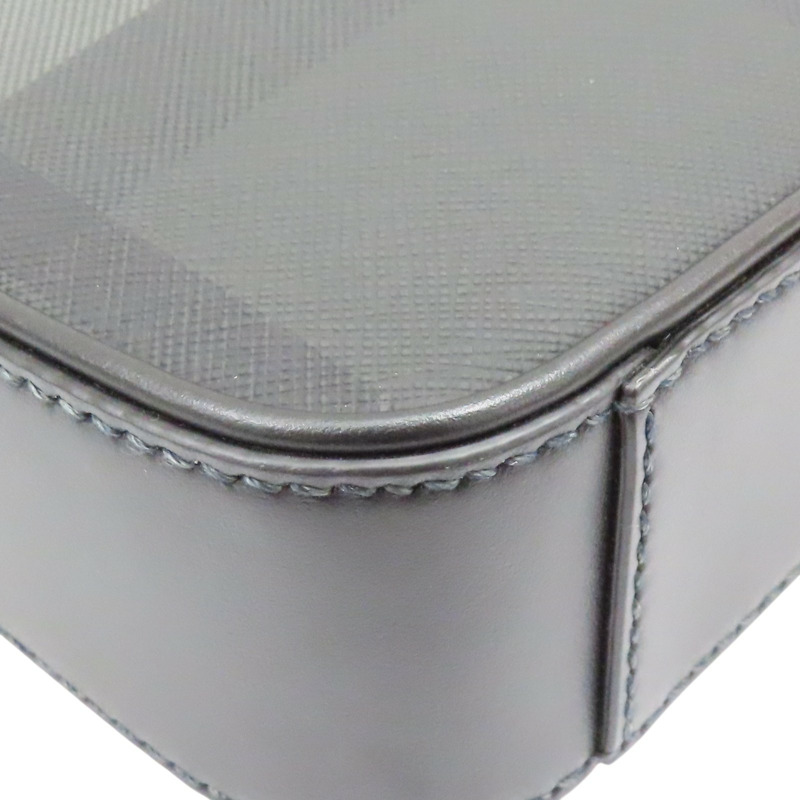 灰色 格紋帆布 黑色皮革 肩背包 斜背包【BURBERRY 巴寶莉】 8068588-10