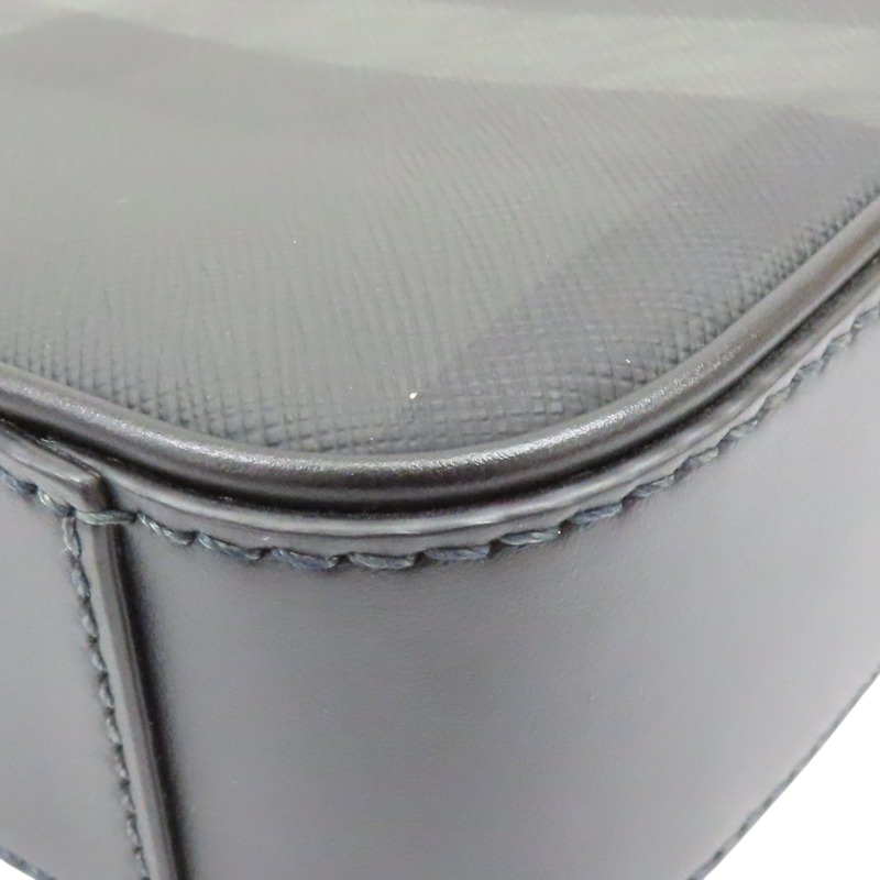 灰色 格紋帆布 黑色皮革 肩背包 斜背包【BURBERRY 巴寶莉】 8068588-12