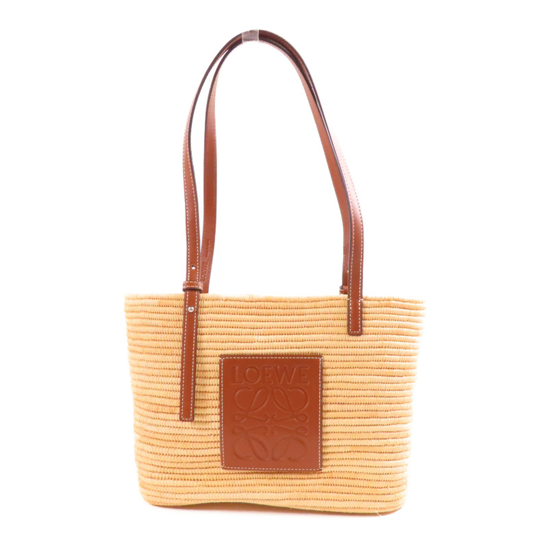 LOEWE 酒椰Raffia Tote金扣肩背袋-0