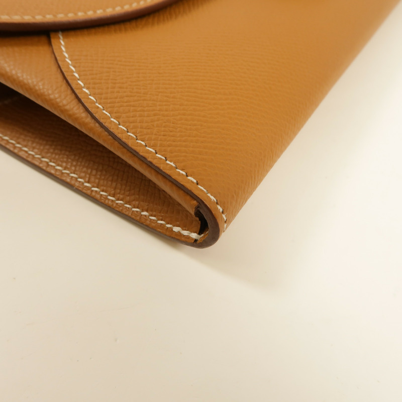 HERMES Epsom皮革Chaine d'Ancre To Go銀扣肩背袋Gold-5