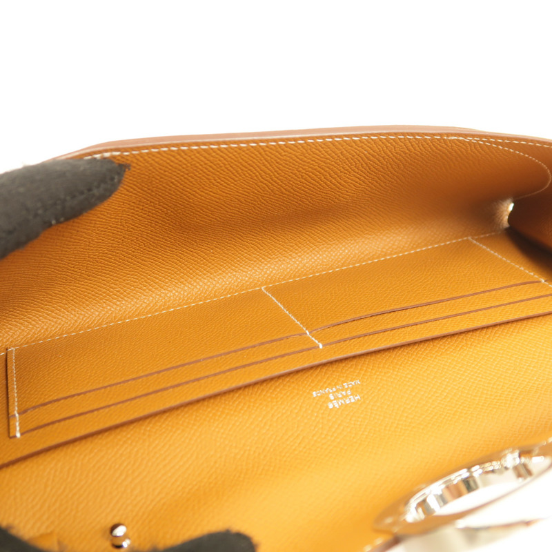 HERMES Epsom皮革Chaine d'Ancre To Go銀扣肩背袋Gold-10
