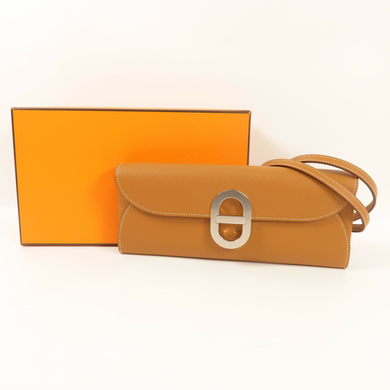 HERMES Epsom皮革Chaine d'Ancre To Go銀扣肩背袋Gold-14