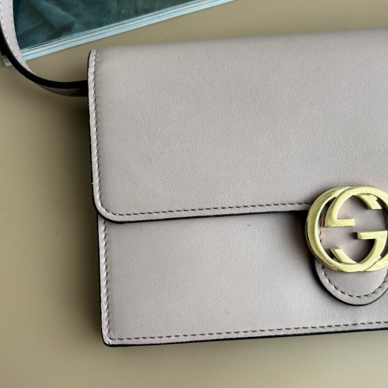 ::GUCCI:: 369664 淡粉紫色 雙G金屬釦式WOC 斜背包側背包 手拿包 晚宴包 功能包-3
