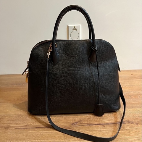 hermes 愛馬仕 bolide 35 黑金 手提包 肩背包 斜背包 側 背包保齡球包