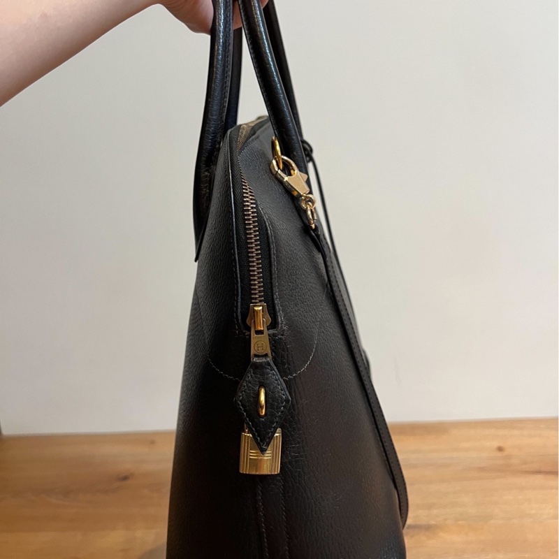 hermes 愛馬仕 bolide 35 黑金 手提包 肩背包 斜背包 側 背包保齡球包-6