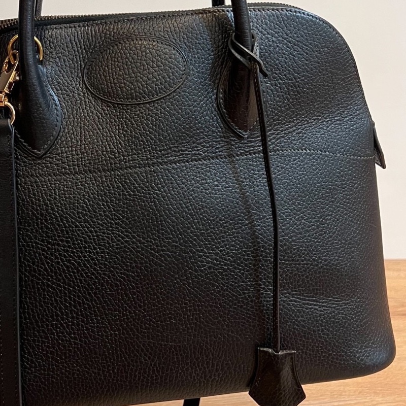 hermes 愛馬仕 bolide 35 黑金 手提包 肩背包 斜背包 側 背包保齡球包-11