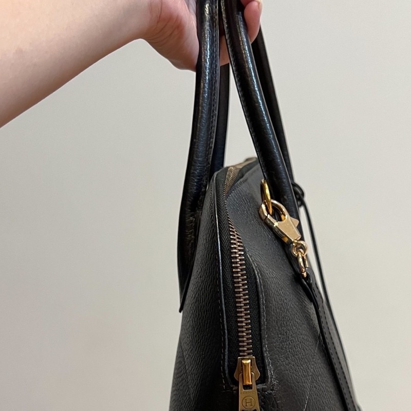 hermes 愛馬仕 bolide 35 黑金 手提包 肩背包 斜背包 側 背包保齡球包-15