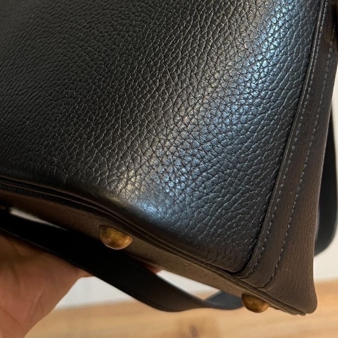 hermes 愛馬仕 bolide 35 黑金 手提包 肩背包 斜背包 側 背包保齡球包-18