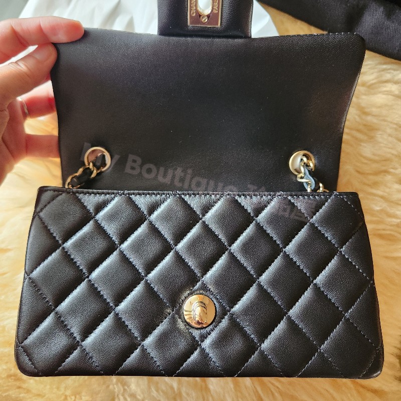 ❗️全新現貨❗️【My Boutique珍品屋】全配Chanel黑色小羊皮香檳金淡金鍊 mini cf coco 20cm~超夯缺貨熱門款A69900~僅一個！-3