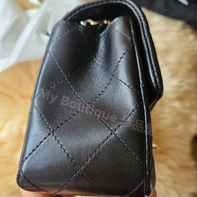 ❗️全新現貨❗️【My Boutique珍品屋】全配Chanel黑色小羊皮香檳金淡金鍊 mini cf coco 20cm~超夯缺貨熱門款A69900~僅一個！-6