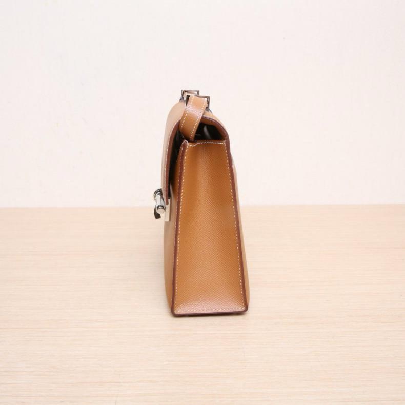 HERMES(愛馬仕) Verrou 手槍包 23 37金棕色 Epsom皮 C刻 銀扣-1