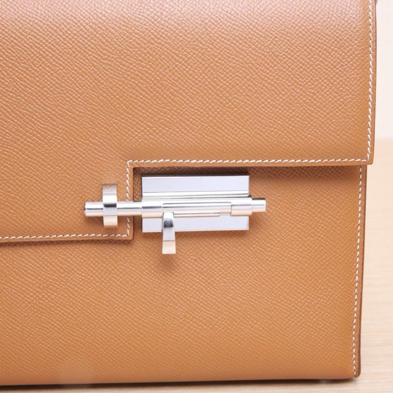 HERMES(愛馬仕) Verrou 手槍包 23 37金棕色 Epsom皮 C刻 銀扣-5