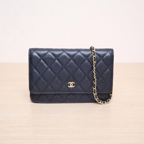 CHANEL(香奈兒) CF WOC 19cm 黑色 荔枝 18開 金扣