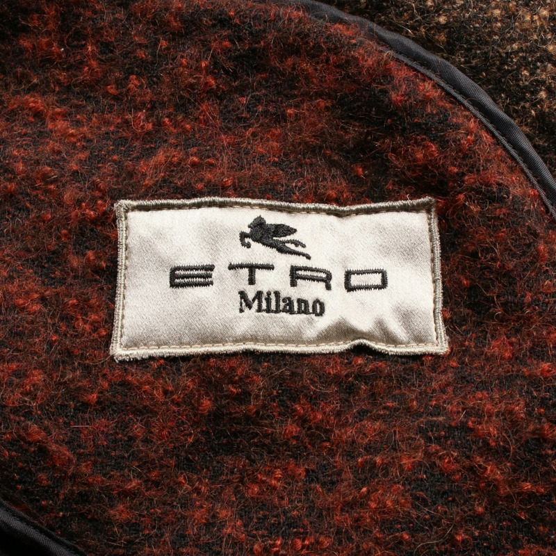 ETRO 拼布 其他 外套 羊毛 皮革 羊駝 棕色 綠色 多色 二手 女款-2