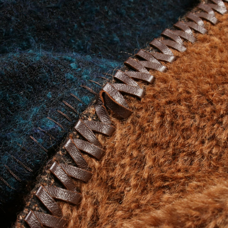 ETRO 拼布 其他 外套 羊毛 皮革 羊駝 棕色 綠色 多色 二手 女款-7