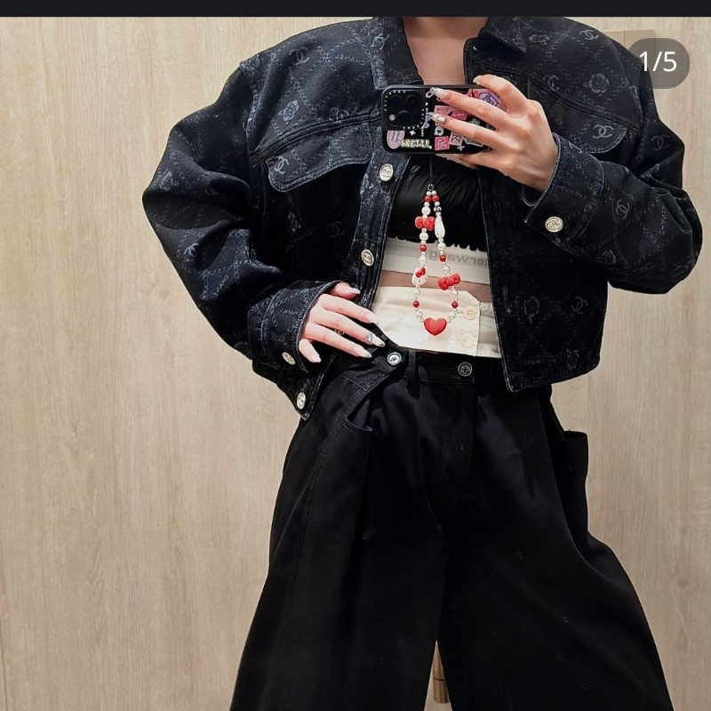 Chanel F36 山茶花logo 牛仔外套 落肩-0