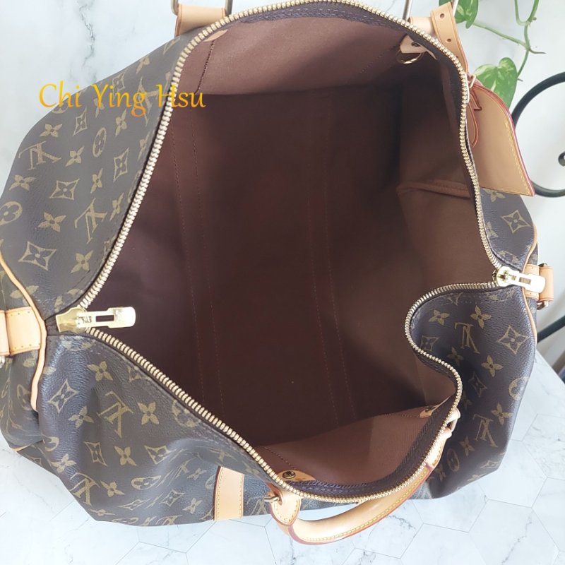 LV 棕色 原花帆布🎀實品拍照🎀 Keepall Bandouliere 50 手提行李袋 M41416-40