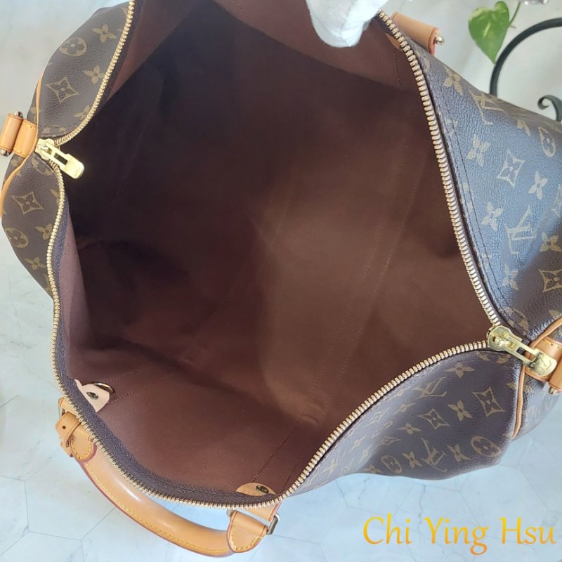 LV 棕色 原花帆布🎀實品拍照🎀 Keepall Bandouliere 50 手提行李袋 M41416-41
