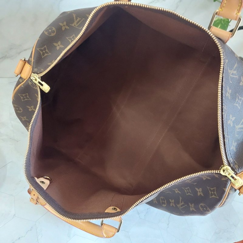 LV 棕色 原花帆布🎀實品拍照🎀 Keepall Bandouliere 50 手提行李袋 M41416-45