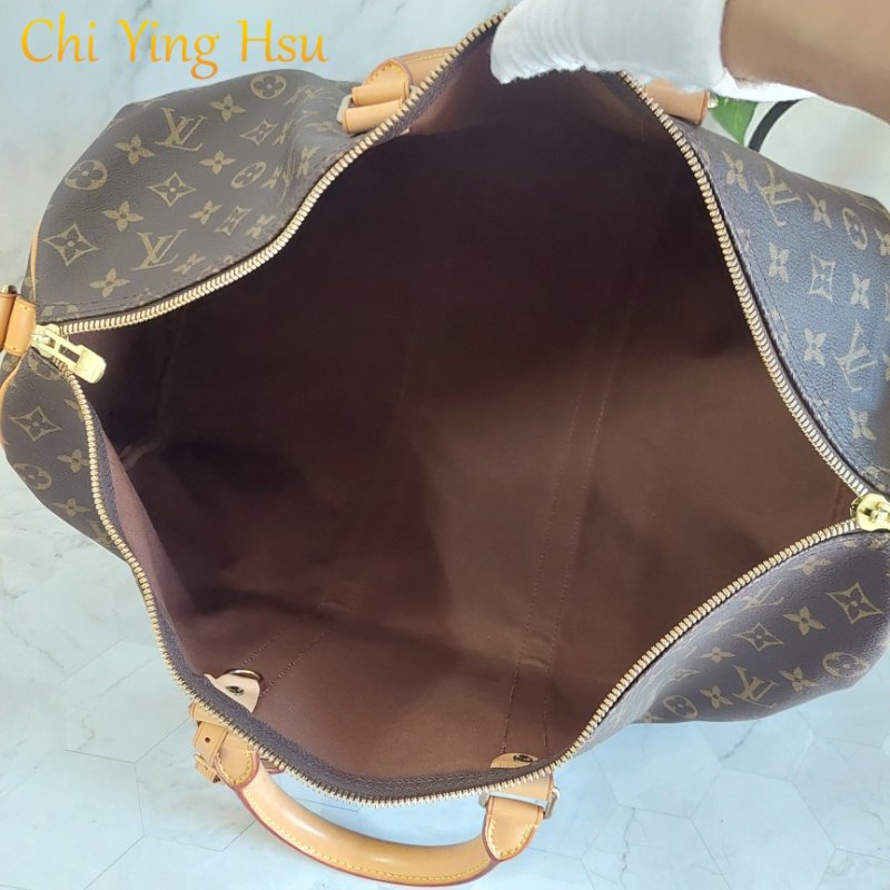 LV 棕色 原花帆布🎀實品拍照🎀 Keepall Bandouliere 50 手提行李袋 M41416-46
