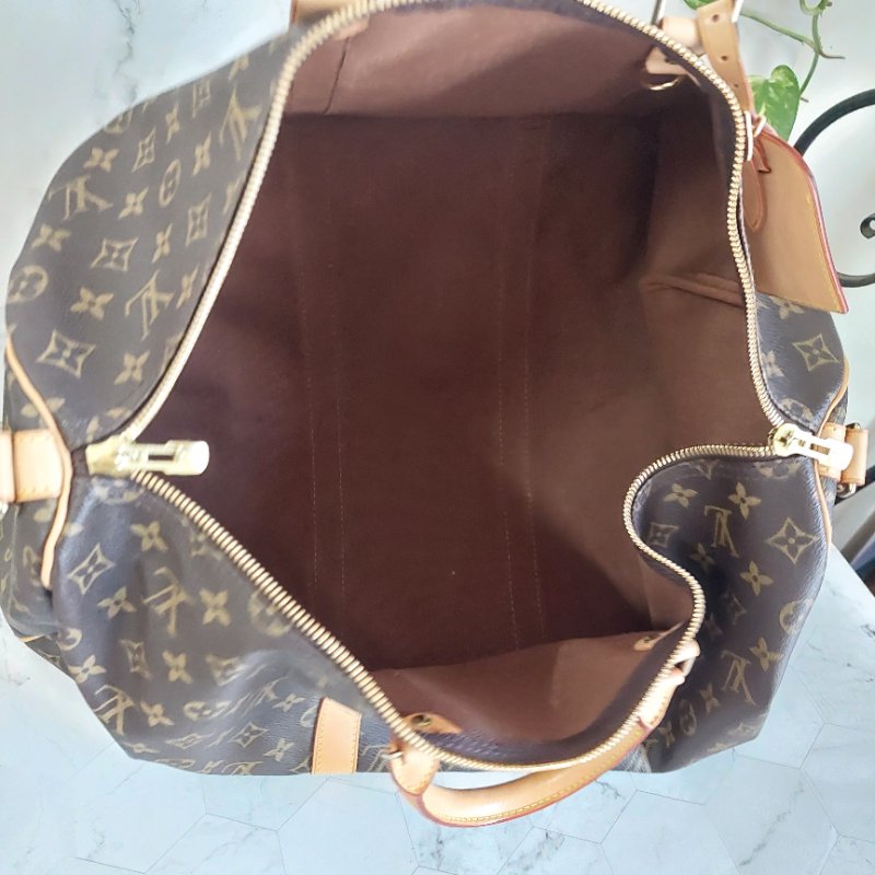 LV 棕色 原花帆布🎀實品拍照🎀 Keepall Bandouliere 50 手提行李袋 M41416-49