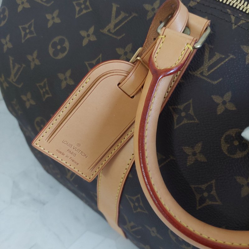 LV 棕色 原花帆布🎀實品拍照🎀 Keepall Bandouliere 50 手提行李袋 M41416-55
