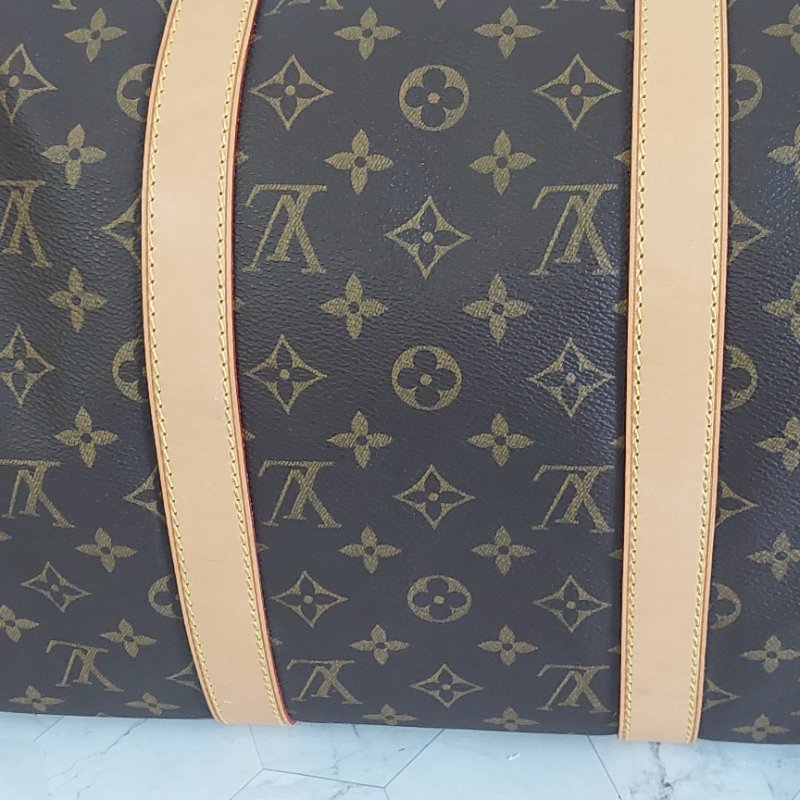 LV 棕色 原花帆布🎀實品拍照🎀 Keepall Bandouliere 50 手提行李袋 M41416-83