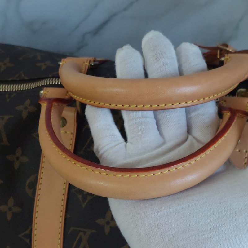 LV 棕色 原花帆布🎀實品拍照🎀 Keepall Bandouliere 50 手提行李袋 M41416-95