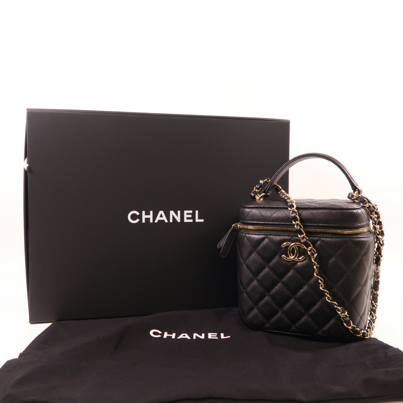 CHANEL 牛皮皮革Vanity Case金扣手挽肩背兩用袋-13