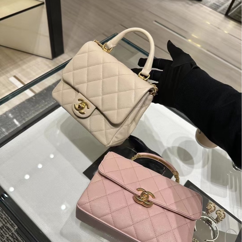 Chanel 23c香檳金手柄方胖子 鏈條斜挎包 芯片款 #近新閒置 #配件齊全 #僅試背-3