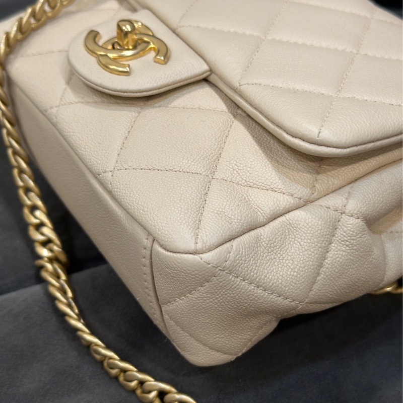 Chanel 23c香檳金手柄方胖子 鏈條斜挎包 芯片款 #近新閒置 #配件齊全 #僅試背-10