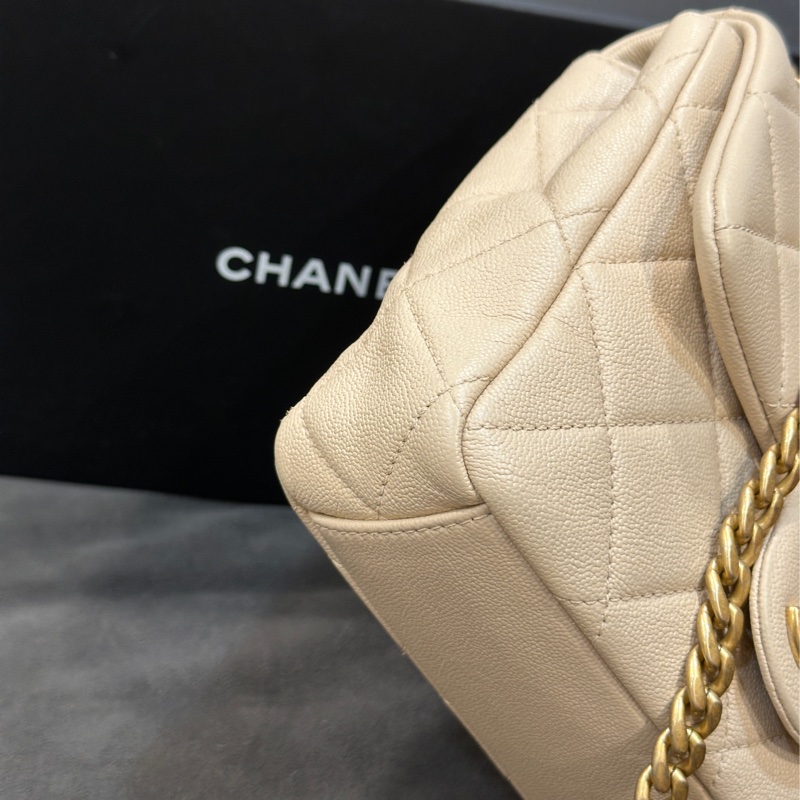Chanel 23c香檳金手柄方胖子 鏈條斜挎包 芯片款 #近新閒置 #配件齊全 #僅試背-12