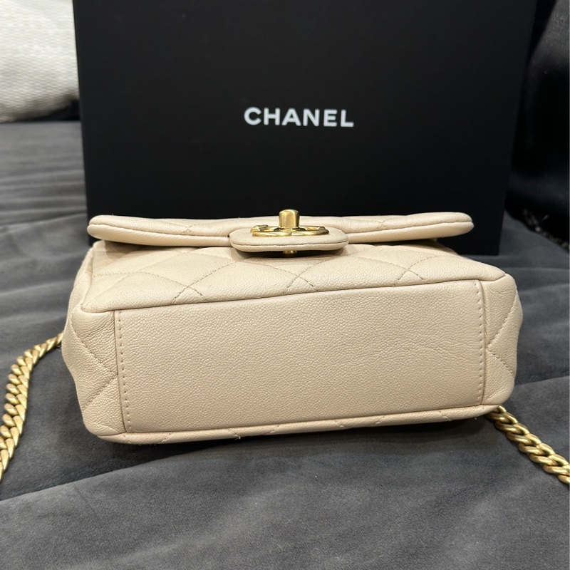 Chanel 23c香檳金手柄方胖子 鏈條斜挎包 芯片款 #近新閒置 #配件齊全 #僅試背-13