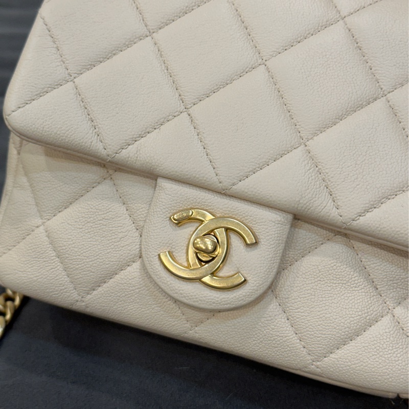 Chanel 23c香檳金手柄方胖子 鏈條斜挎包 芯片款 #近新閒置 #配件齊全 #僅試背-15