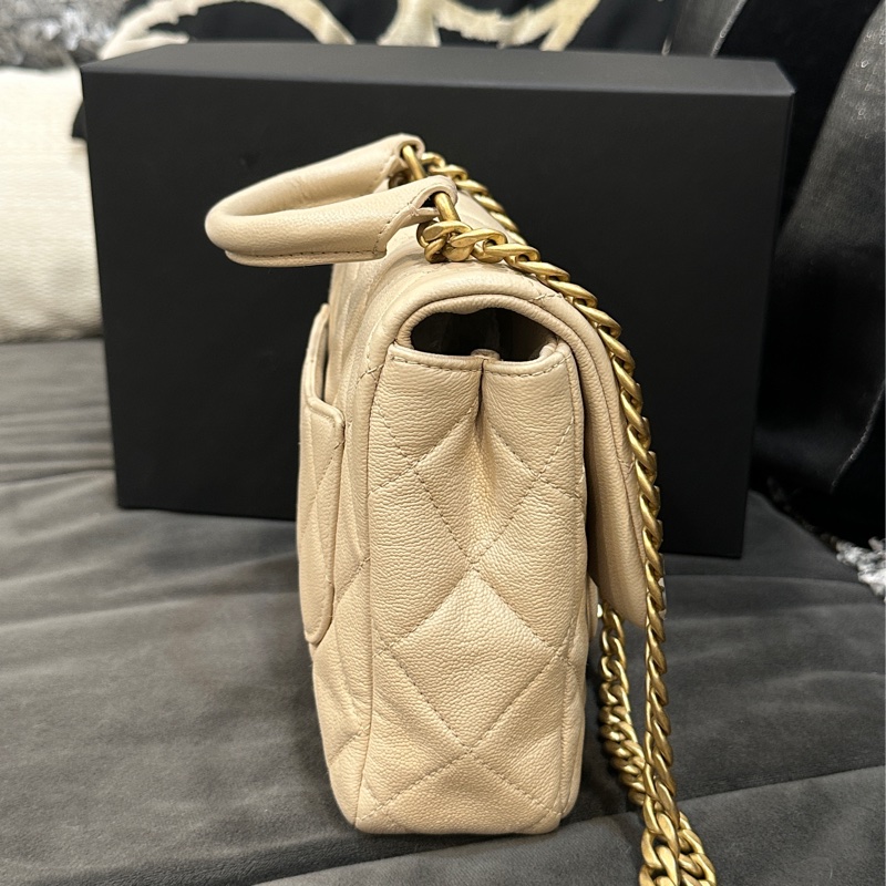 Chanel 23c香檳金手柄方胖子 鏈條斜挎包 芯片款 #近新閒置 #配件齊全 #僅試背-17