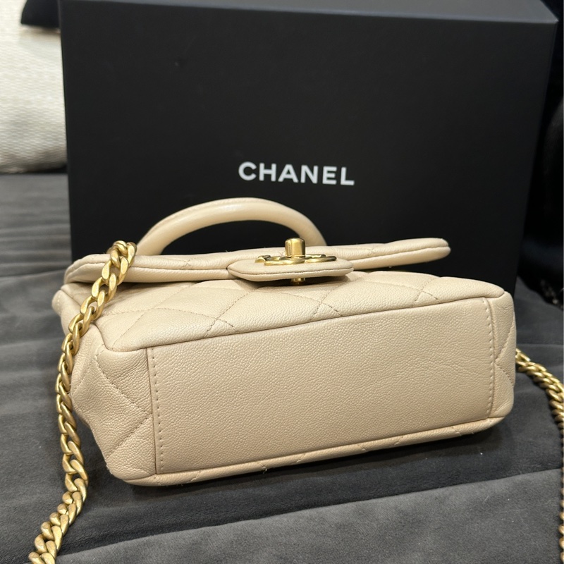 Chanel 23c香檳金手柄方胖子 鏈條斜挎包 芯片款 #近新閒置 #配件齊全 #僅試背-19