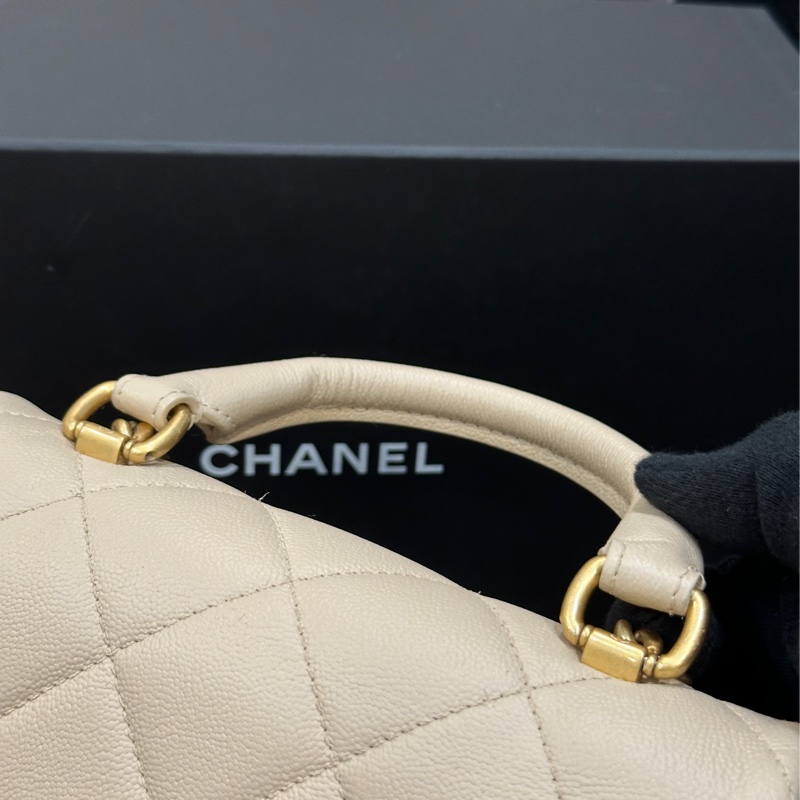 Chanel 23c香檳金手柄方胖子 鏈條斜挎包 芯片款 #近新閒置 #配件齊全 #僅試背-21