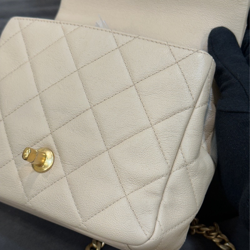 Chanel 23c香檳金手柄方胖子 鏈條斜挎包 芯片款 #近新閒置 #配件齊全 #僅試背-26
