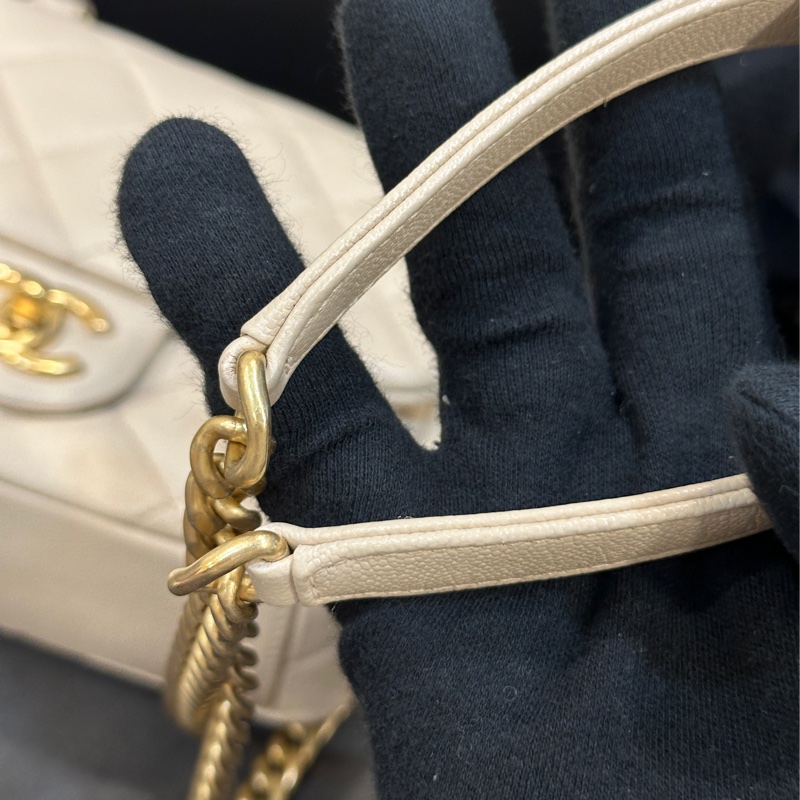 Chanel 23c香檳金手柄方胖子 鏈條斜挎包 芯片款 #近新閒置 #配件齊全 #僅試背-34