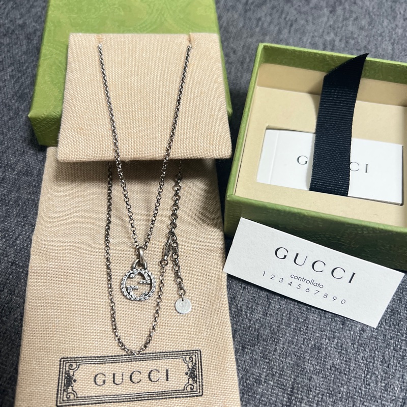 漢神巨蛋專櫃Gucci 吊墜銀色項鍊-4